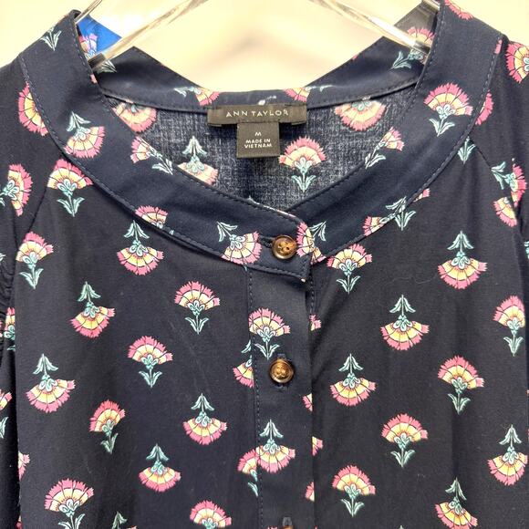 NWOT Ann Taylor Floral Puff Sleeve Shirt Dress Sz M - Picture 7 of 11